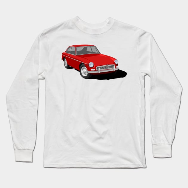 MGB GT Graphic Design -Red Long Sleeve T-Shirt by NickShirrell